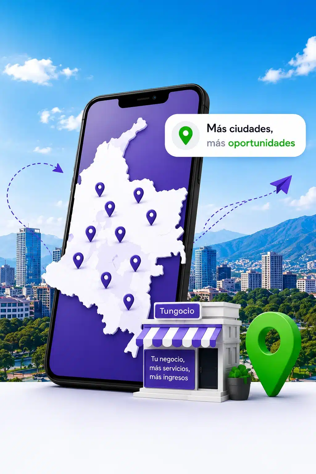 Vender recargas, pagos y servicios digitales en ciudades de Colombia