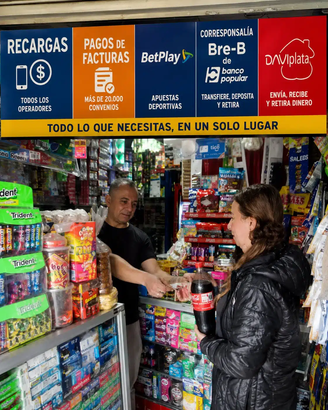 Negocio en Manizales ofrece Recargas, Pagos de Facturas, Daviplata y recargas BetPlay.